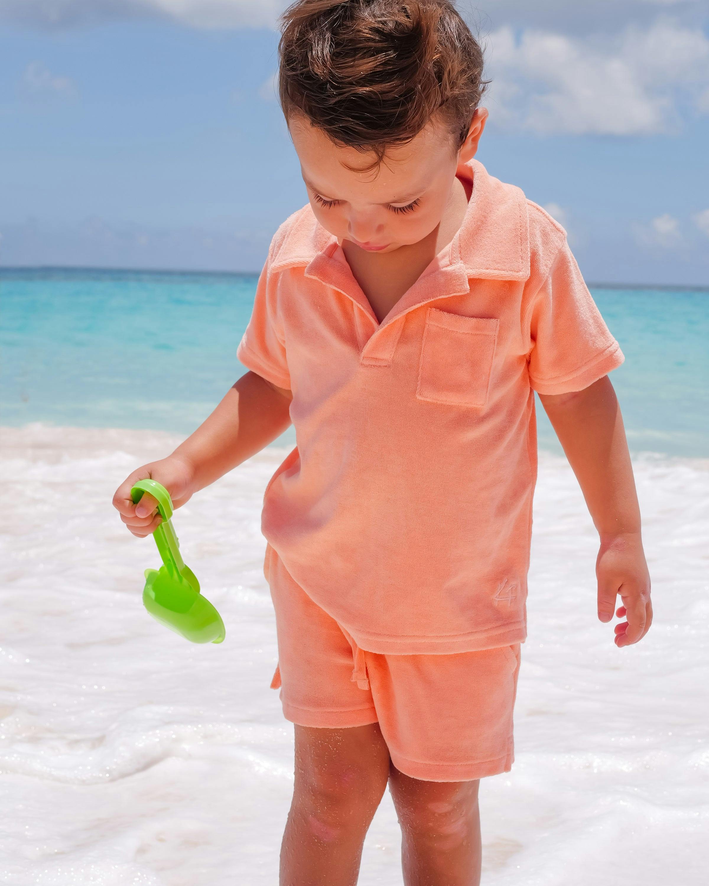 The Tropicana - Boys Coral Terry Polo