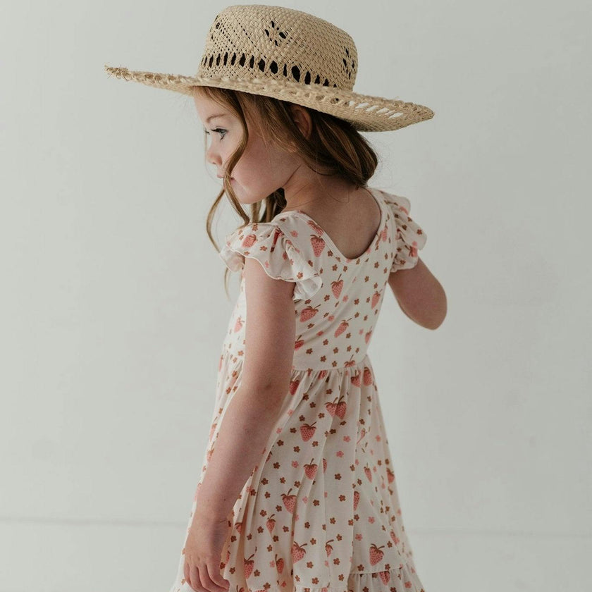 Girls Sleeveless Twirl Dress in Strawberries