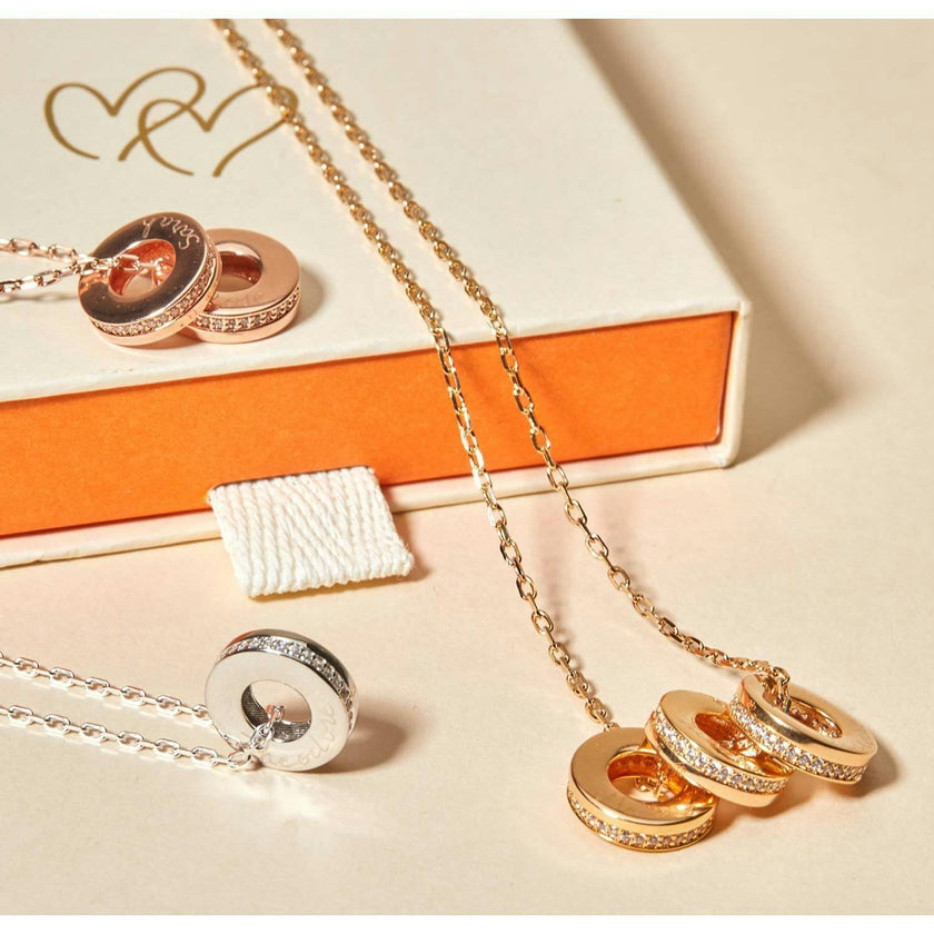 Personalized Crystal Unity Name Necklace, 14k Gold Plated