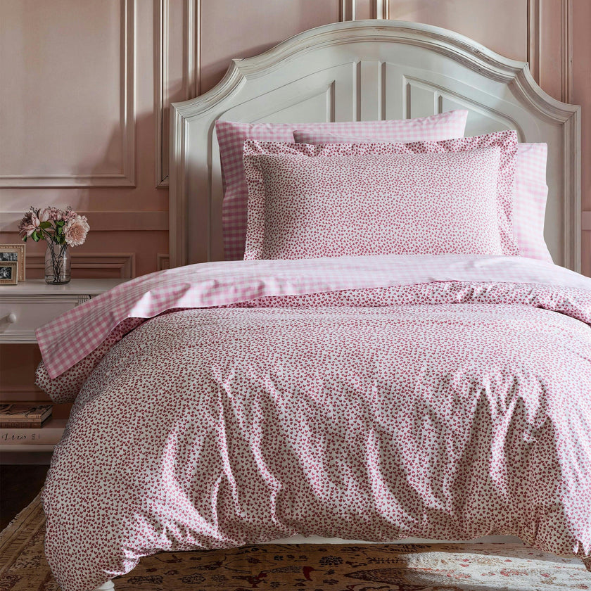 Luxe Premium Cotton Pink Gingham Bed Sheets