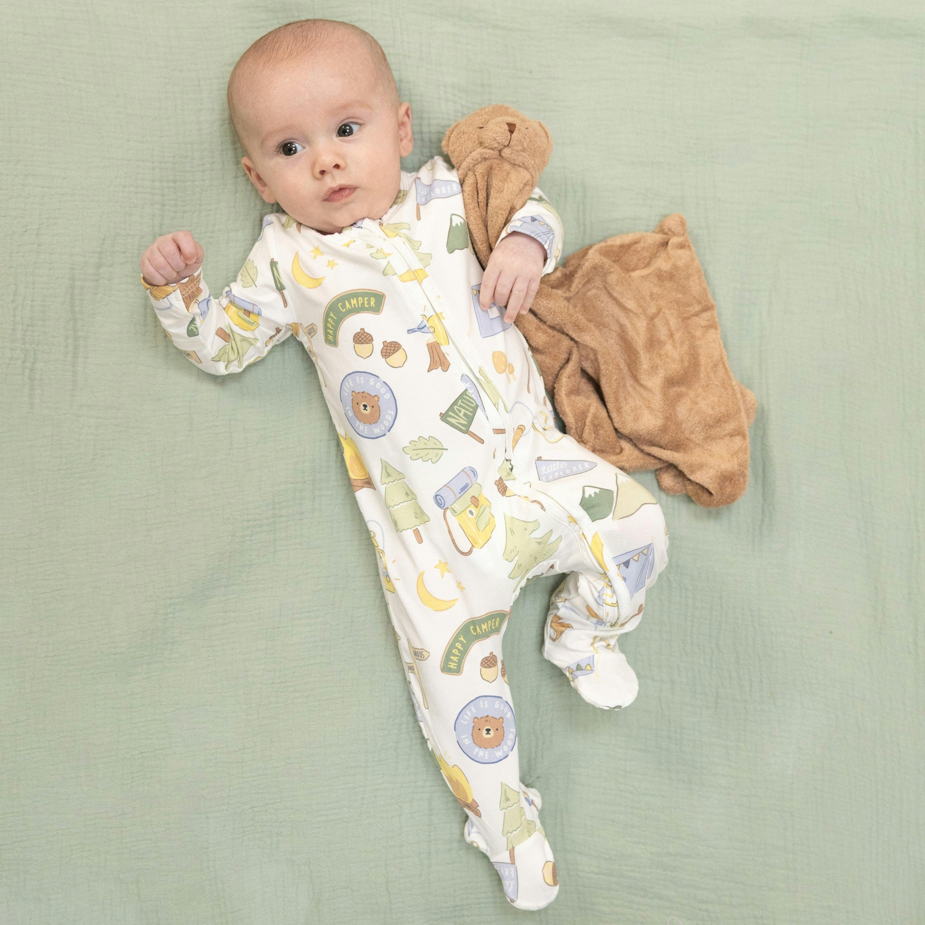 Camping Blue - 2 Way Zipper Footie