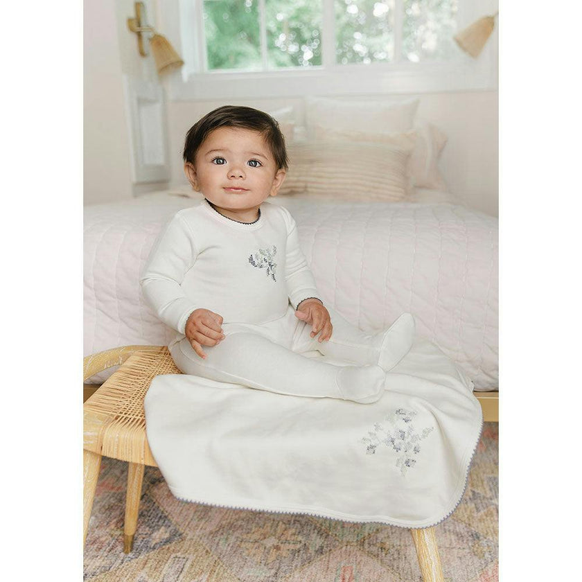 Heirloom Berry Footie & Hat Set Ivory & Blue