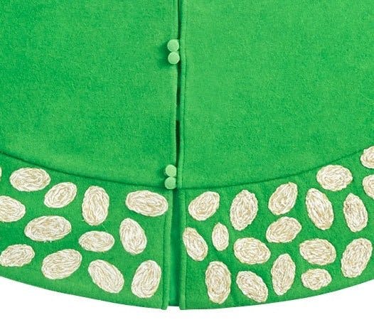 Handmade Green Pebble Border Wool Christmas Tree Skirt 60