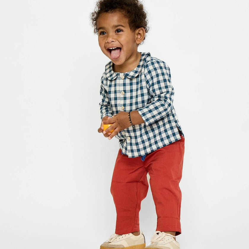 Jefferson Baby Shirt, Blue Picnic Check