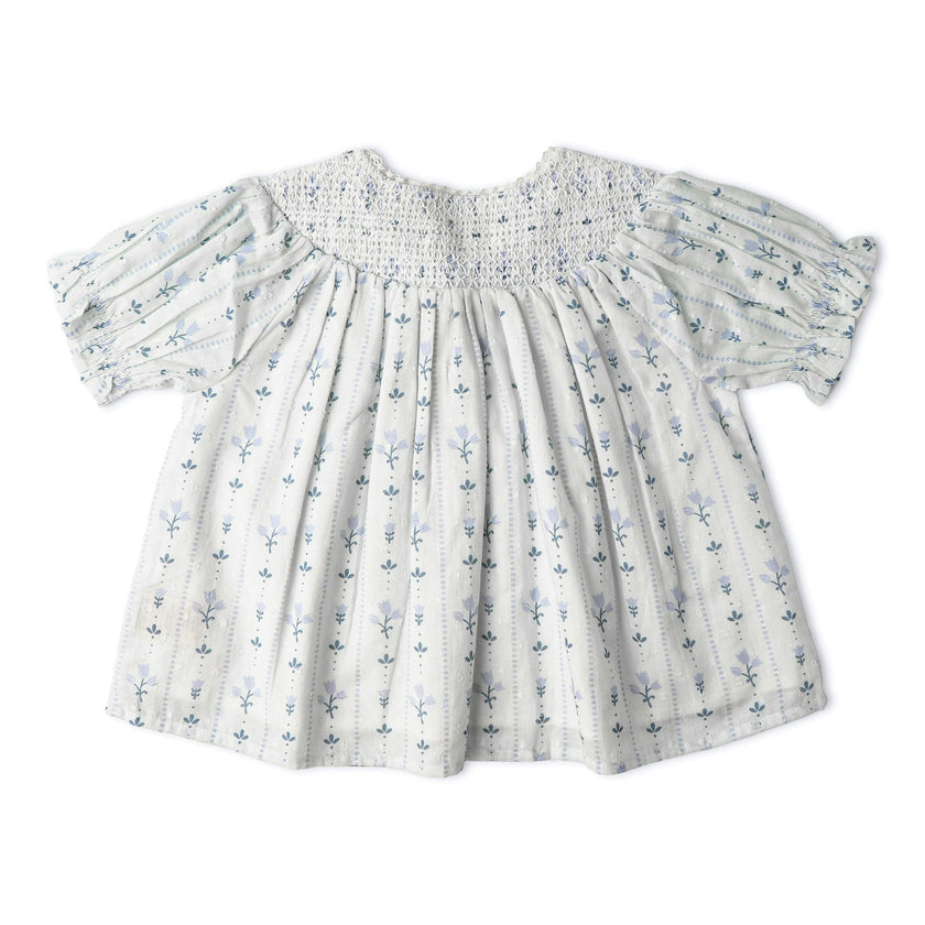 Organic Smocked Top & Shorts Set - Blue Vines