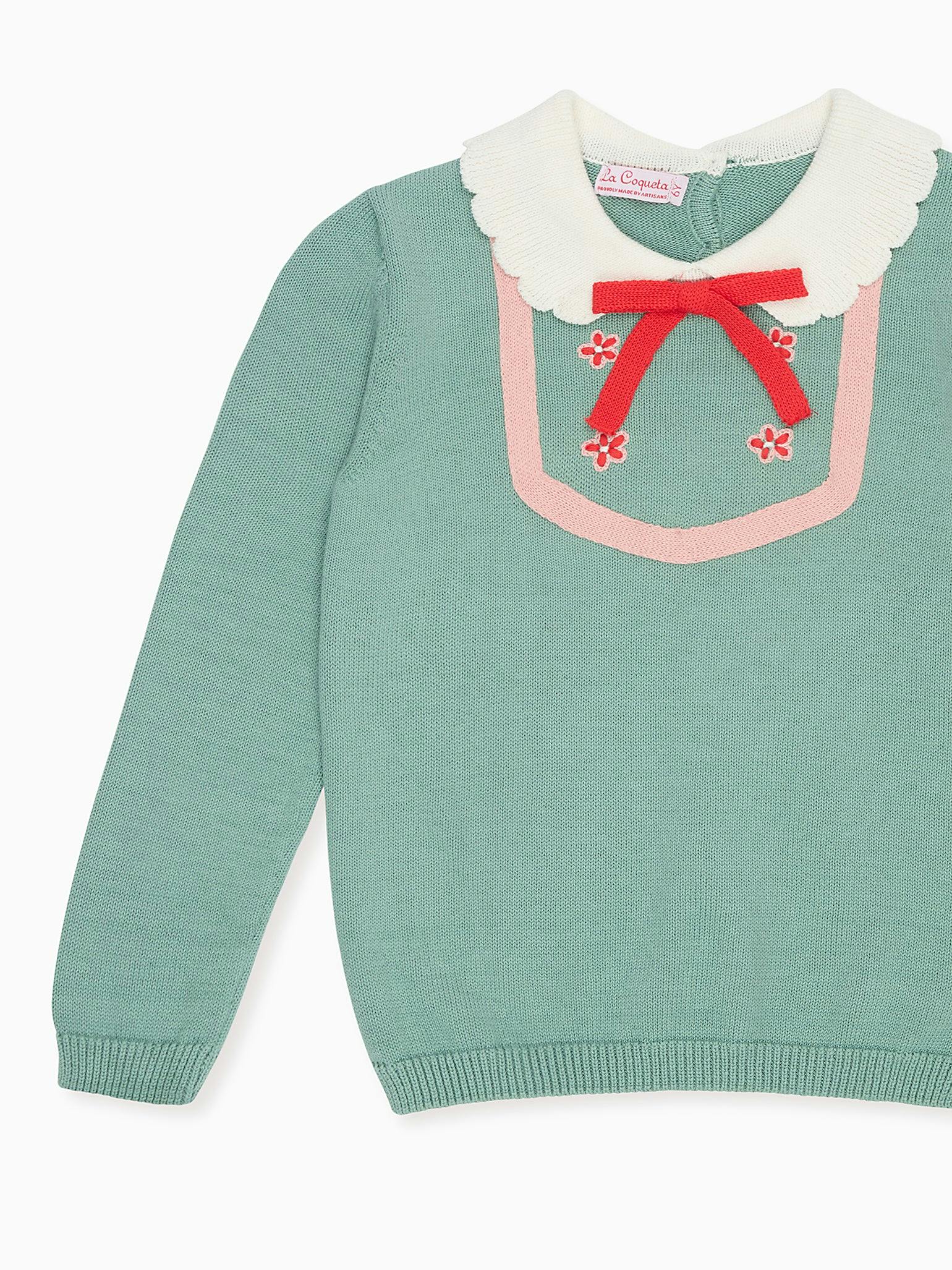 Sage Green Madena Cotton Girl Jumper