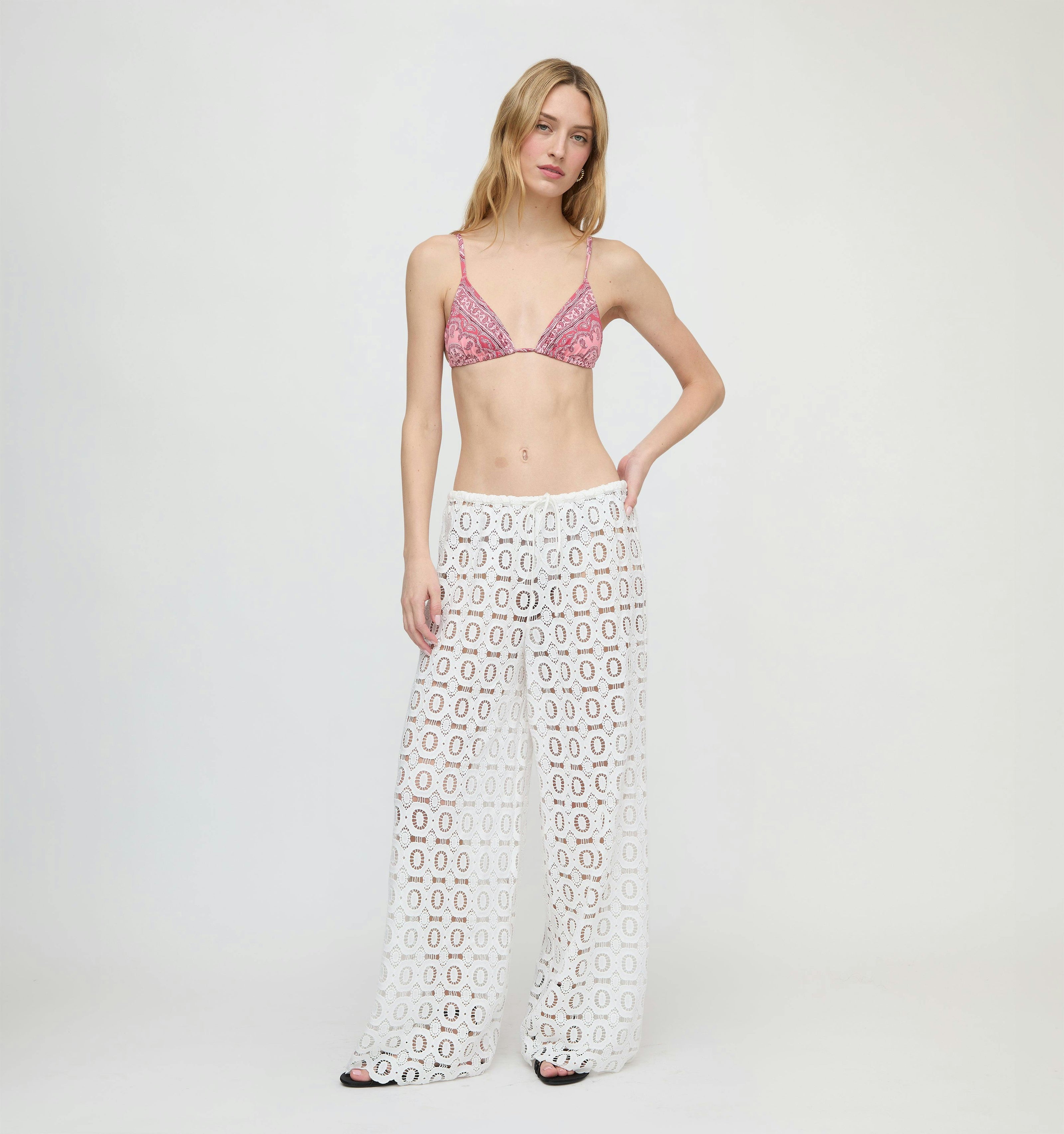 The Kaya Pool Pant - White Broderie