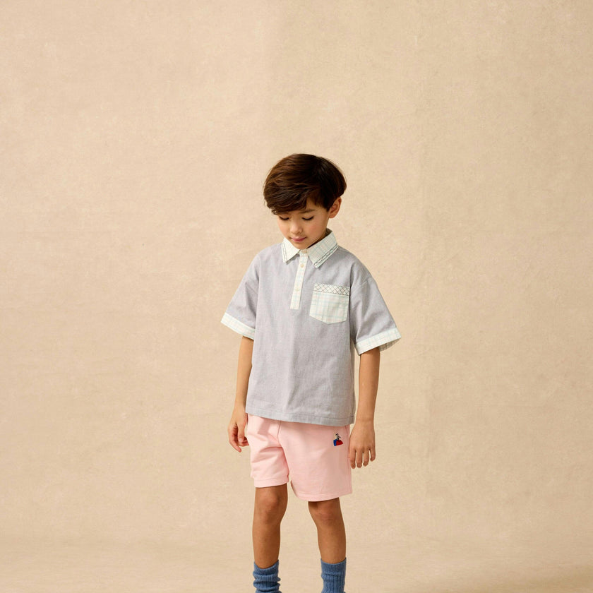 Embroidered Plaid Polo