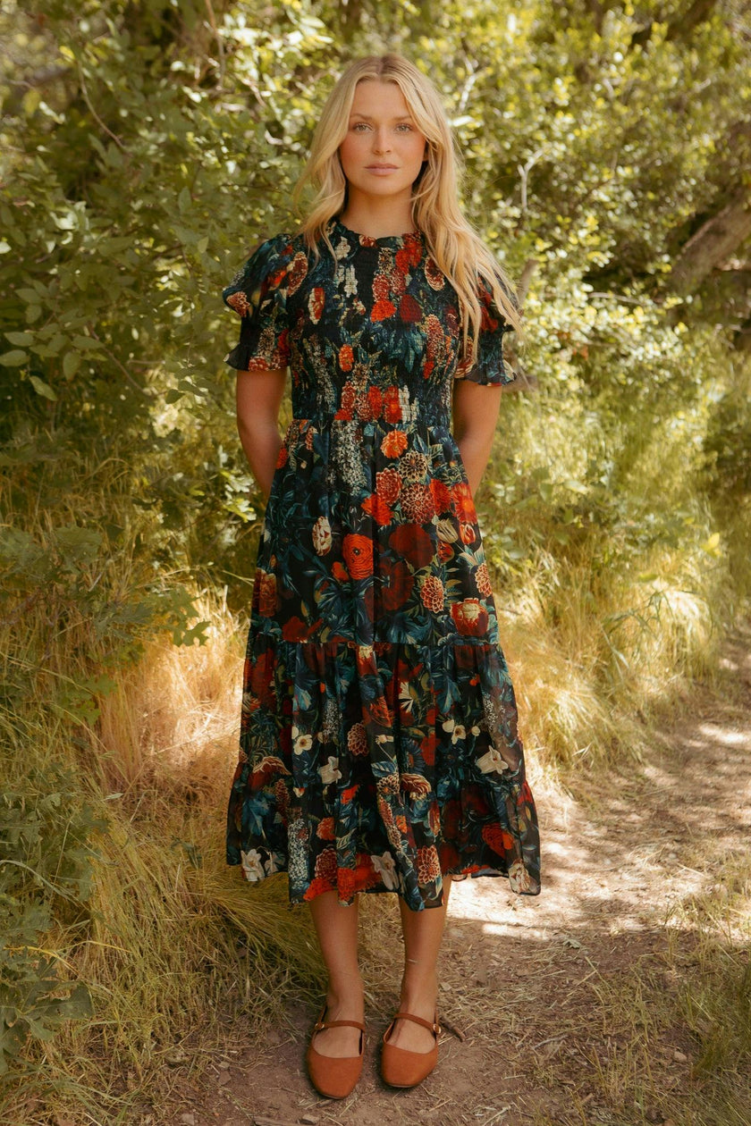 Cordelia Dress in Moody Floral