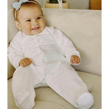 White Sleep and Play Snap-Up Footie in Jacquard Cotton