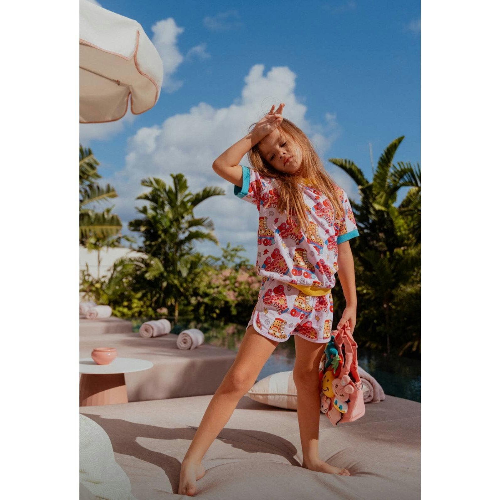 Roller Girl Print 2-Piece Tee & Short Set