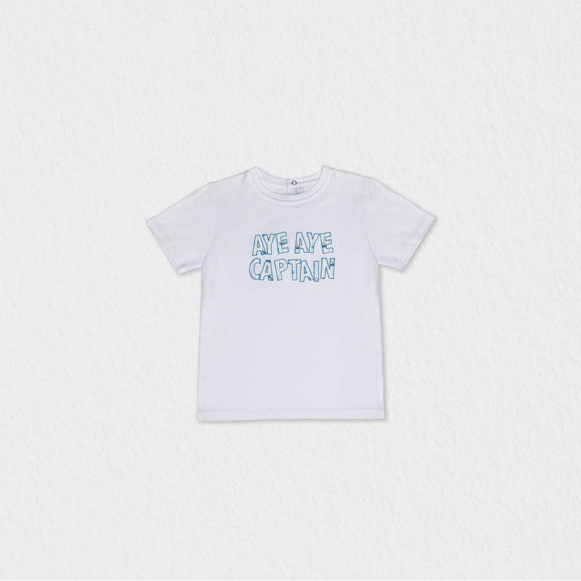 Cederique Baby T-shirt Short Sleeve, White Captain