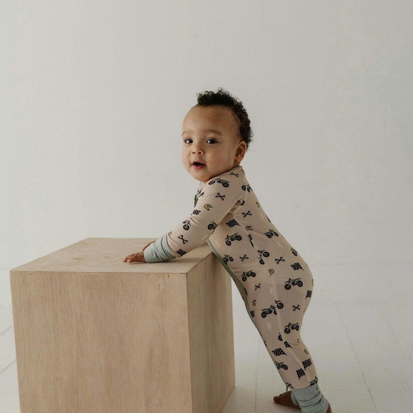 Baby Boy Long Sleeve Zip Romper in Dinosaur