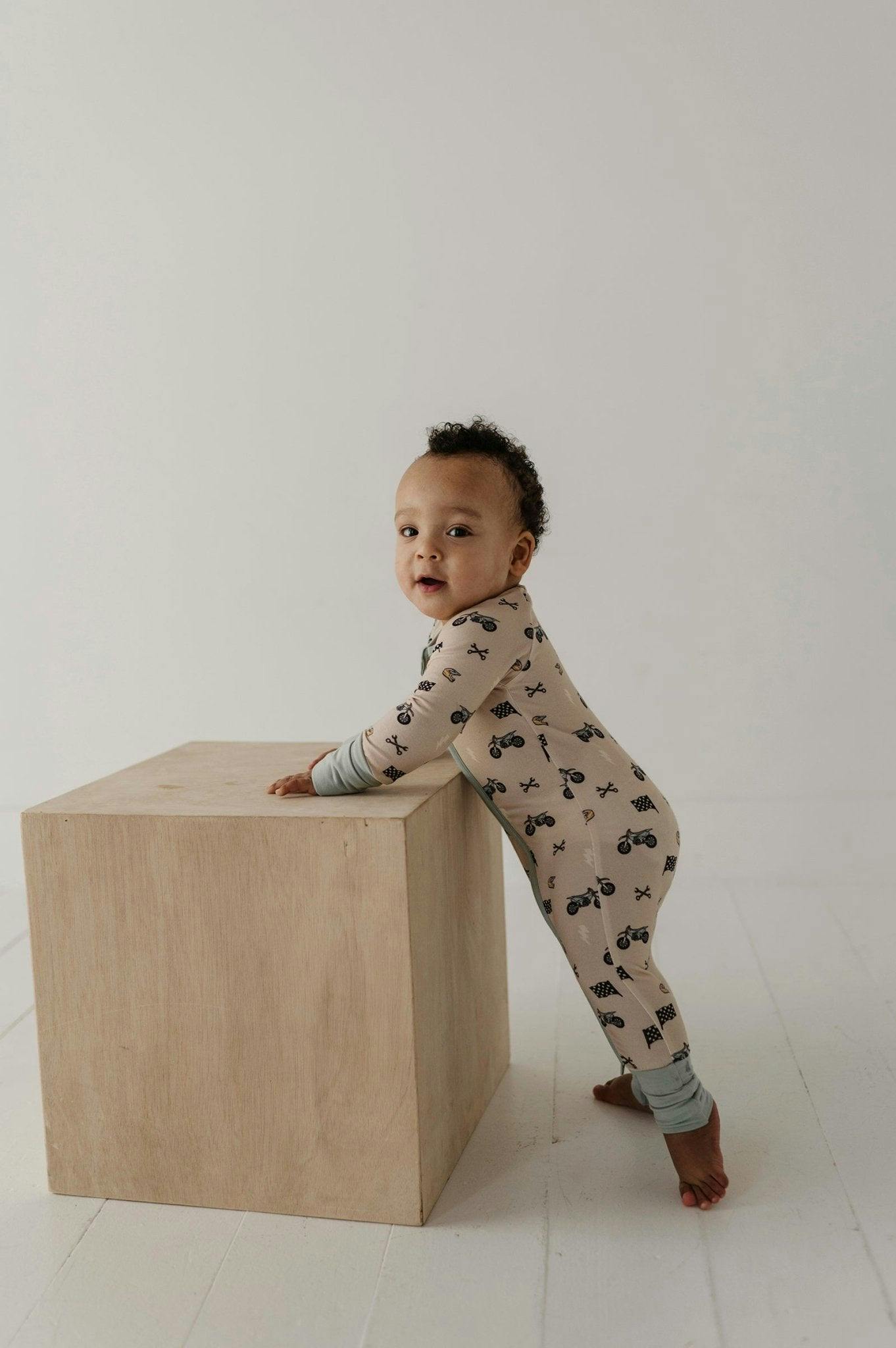 Baby Boy Long Sleeve Zip Romper in Dinosaur