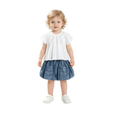 White Lace-Trim Bow Skirt Set