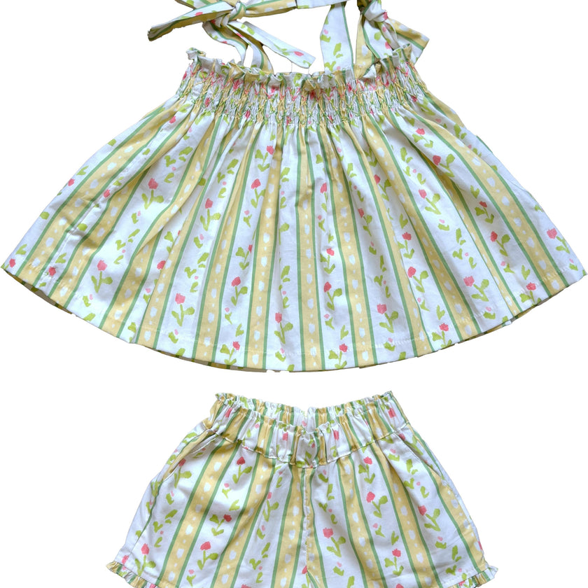 Teatime Set in Vivian Stripe in Daffodil