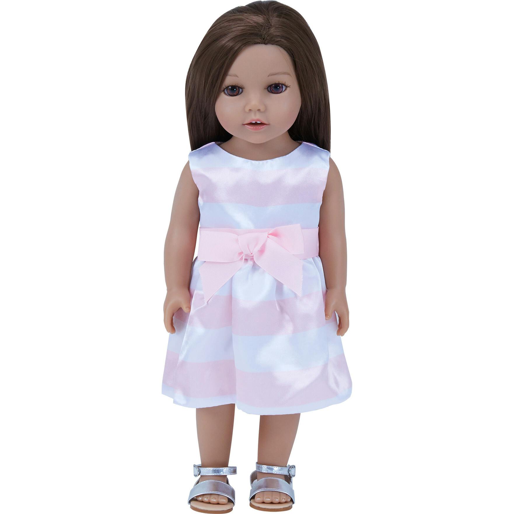 Sophia's by Teamson Kids - 18'' Doll - Stripe Satin Party Dress & Ankle Strap Sandals