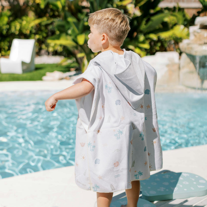 Kids Hooded Beach Poncho - Quick Dry Pool & Swim Towel