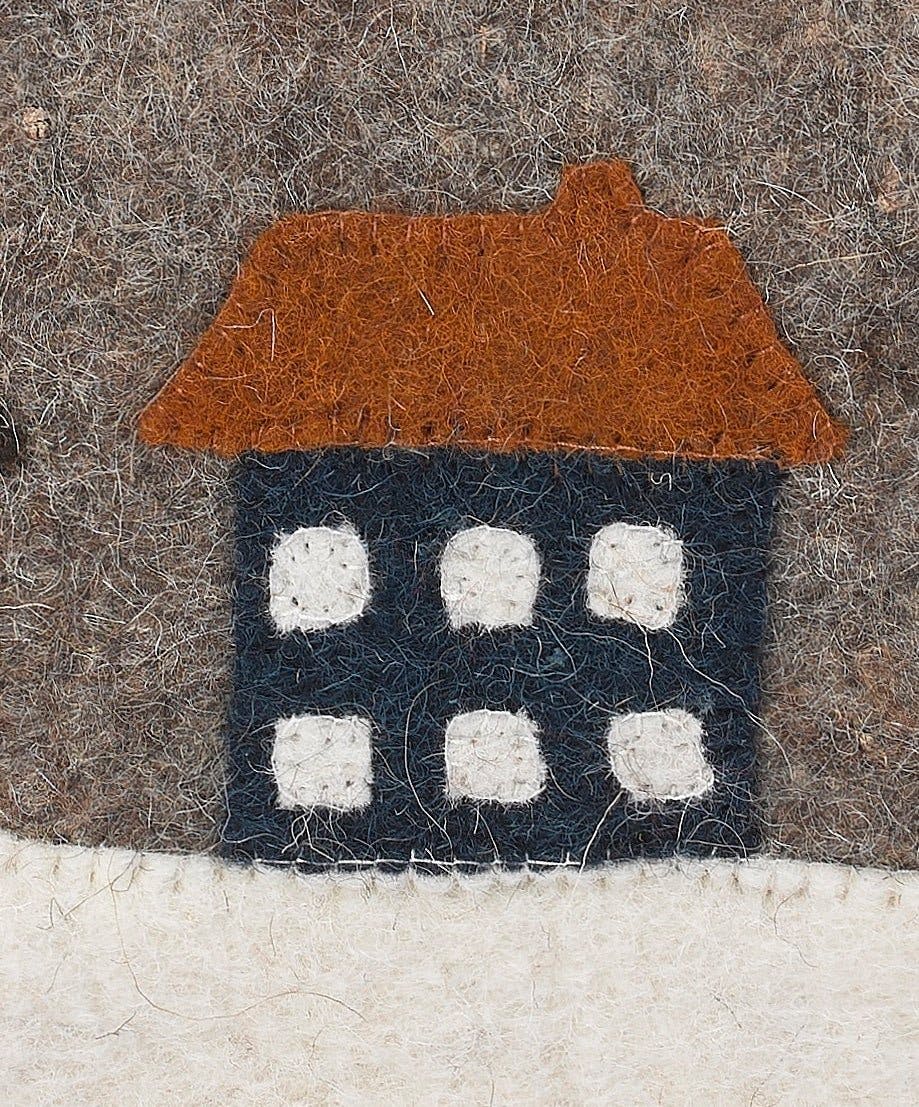 Hand Felted Wool Christmas Pillow Cover, Sleigh Village‚ 12