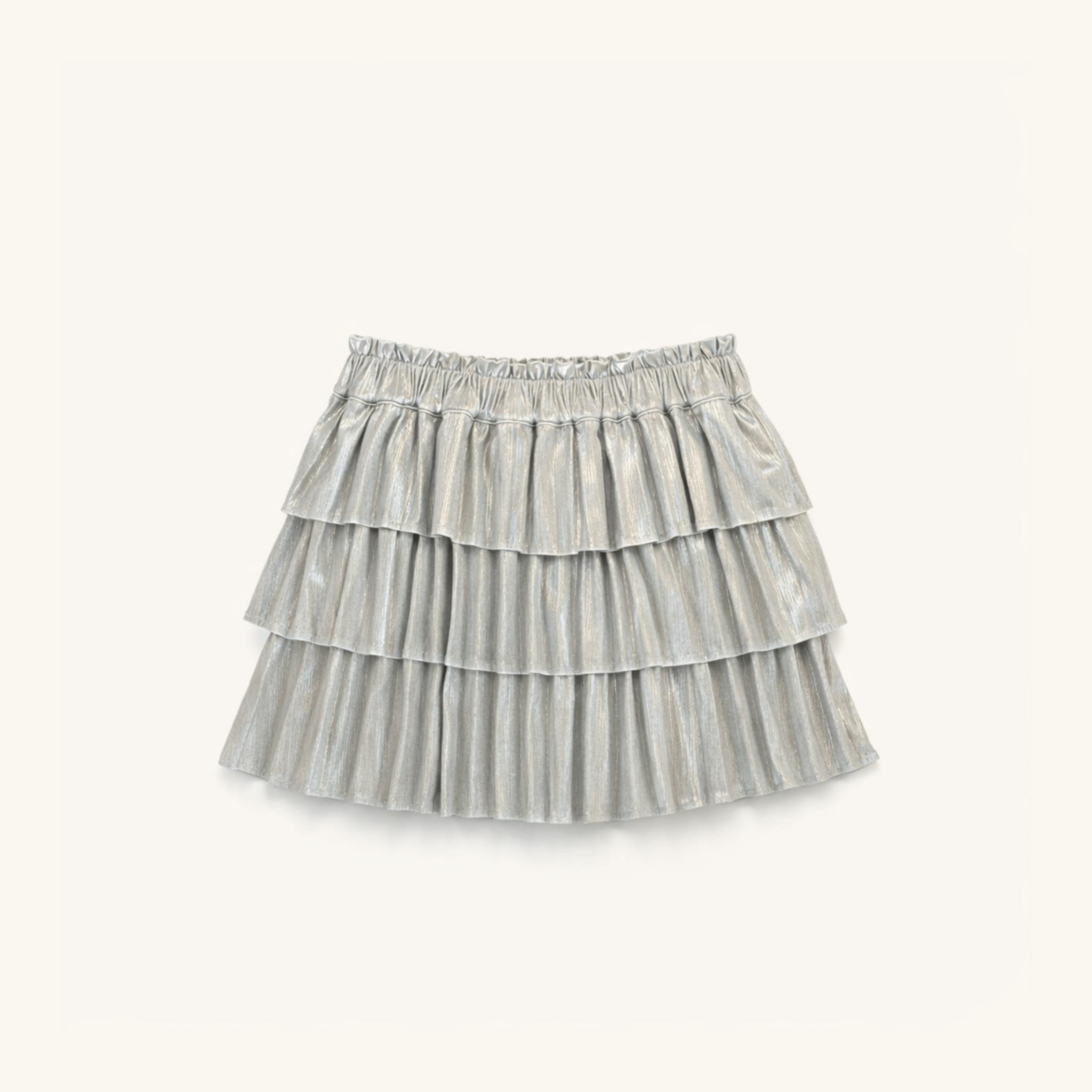 Ruffle Skirt in Silver Metallic