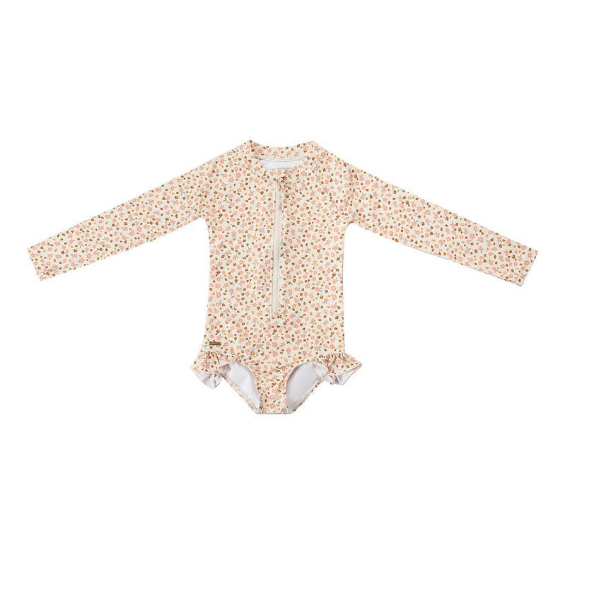 Long Sleeve Rashguard Ruffle Swimsuit | Sunset Meadow