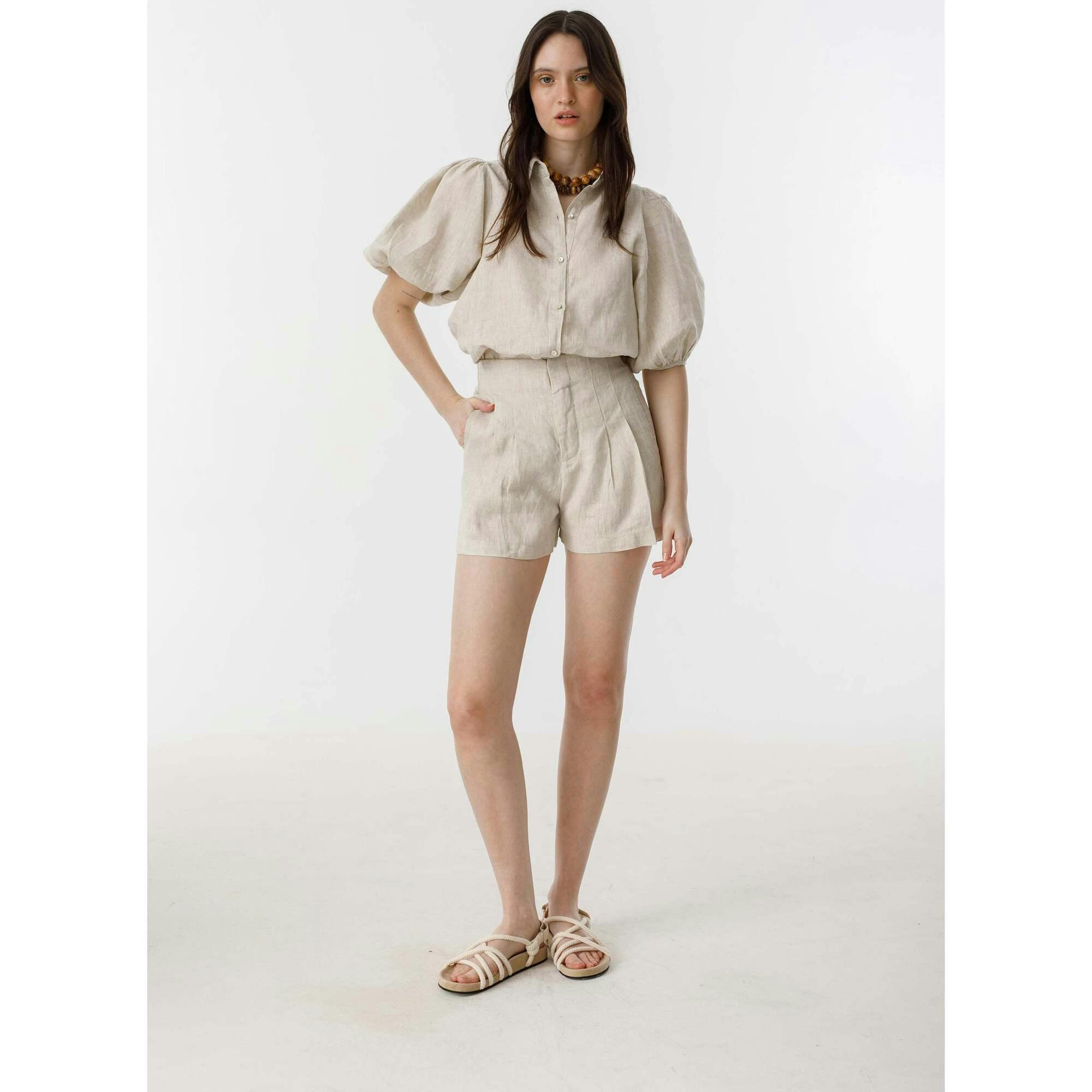 Frida Linen Shorts - Black