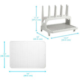 PopYum Seattle Gray Drying Rack from 100% Recycled Bottles with Silicone Drying Mat, countertop for Baby Bottle, Plastic Bags, Cups, Compact