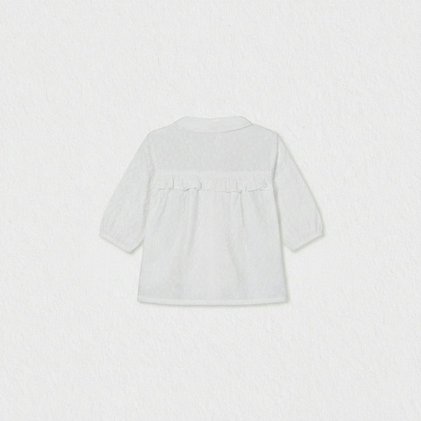 Delice Girl Blouse Mid Sleeve, White Flower Embroidery