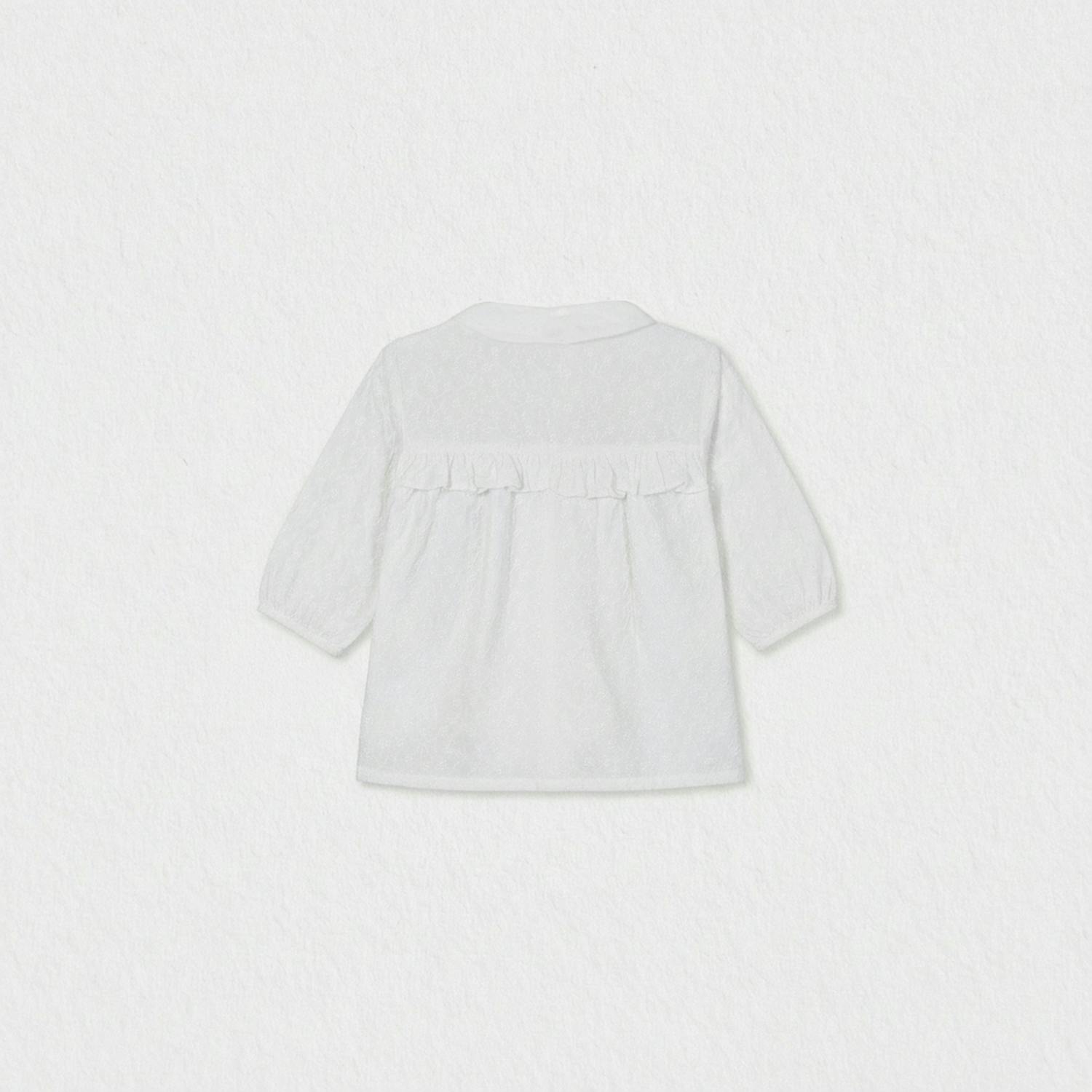 Delice Girl Blouse Mid Sleeve, White Flower Embroidery