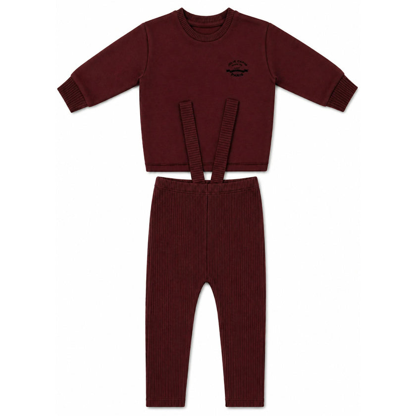 French Fleece And Rib Overall Set