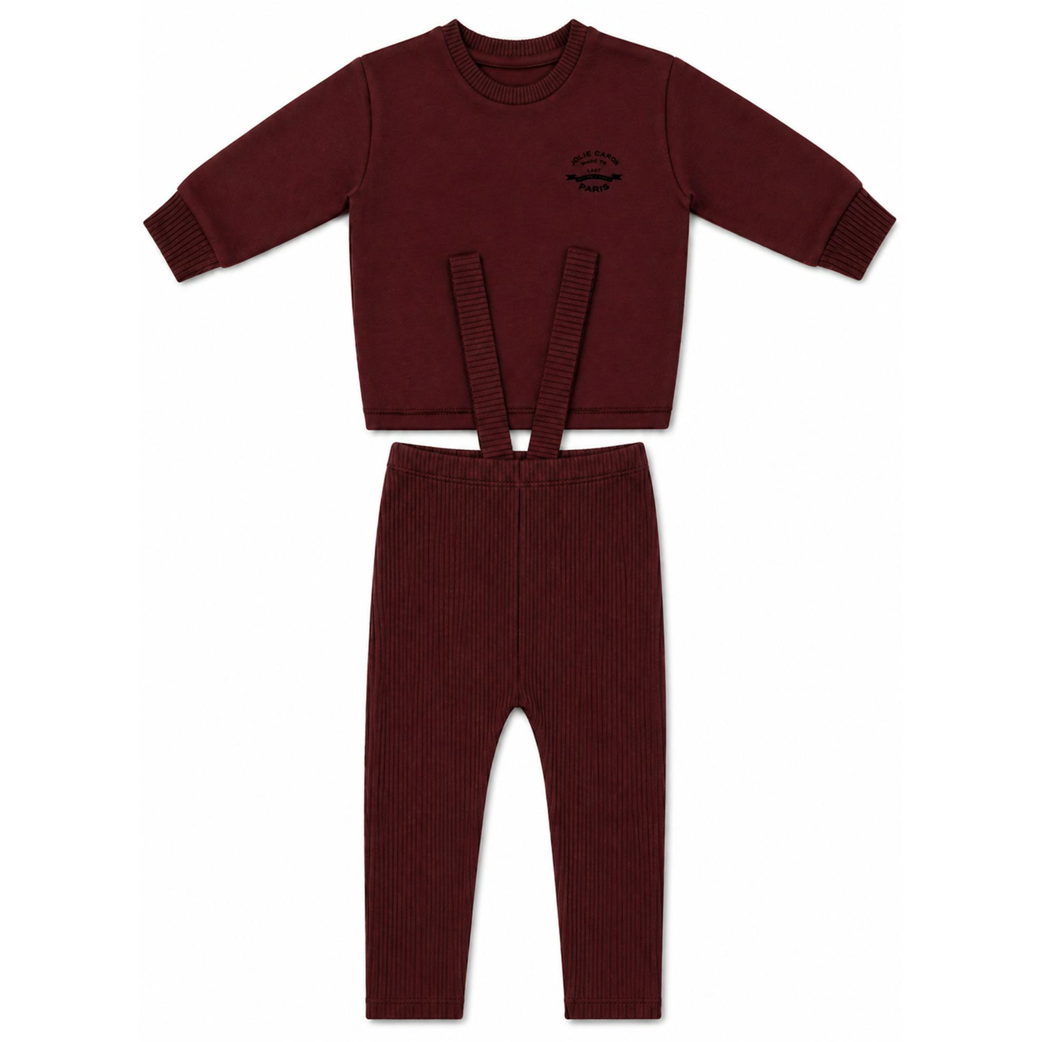 French Fleece And Rib Overall Set