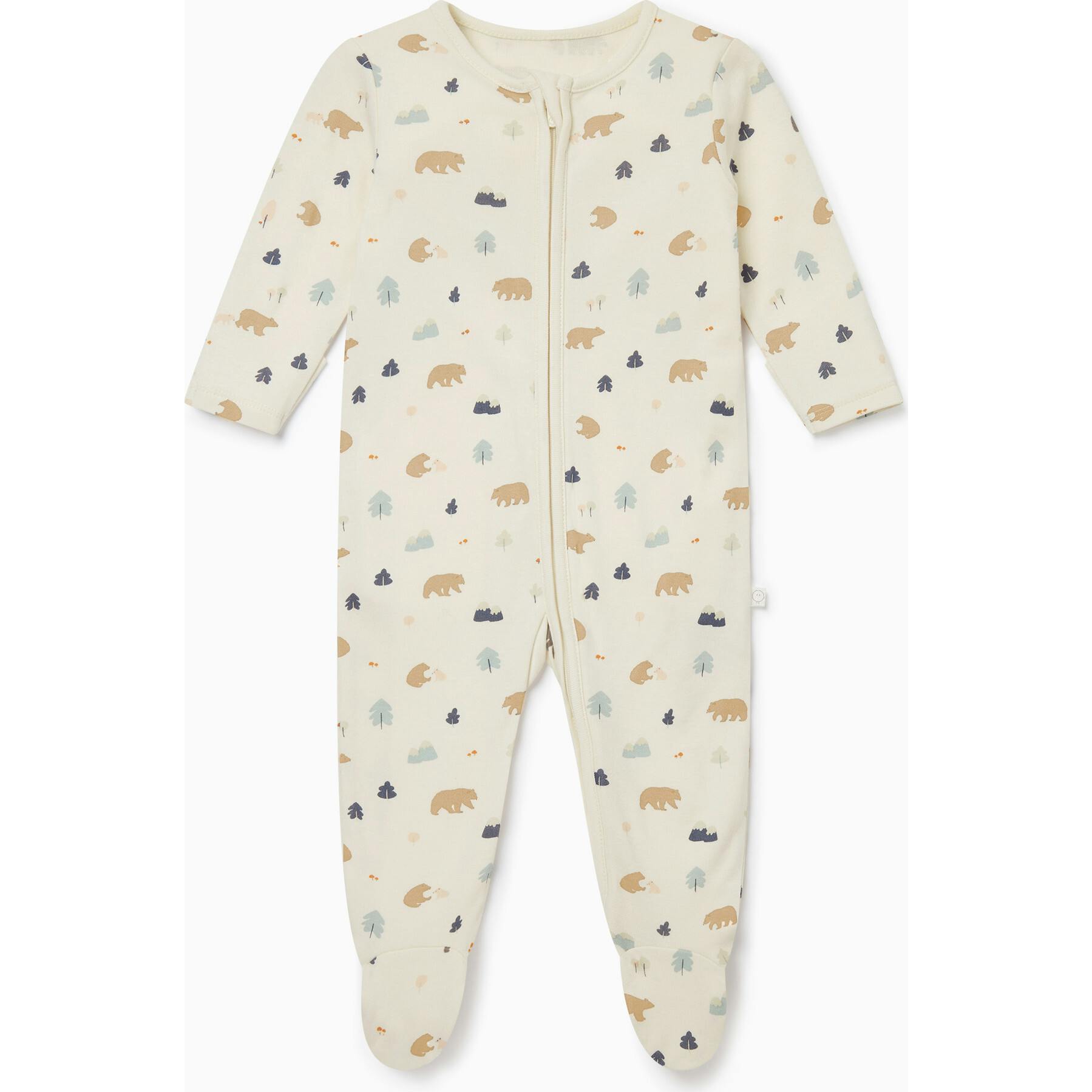 Bear Print Clever Zip Baby Pajamas