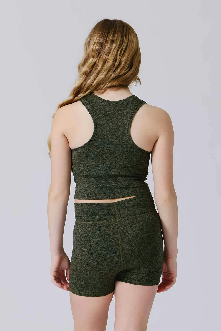 Girls TLC Crop Top in Uniform Green