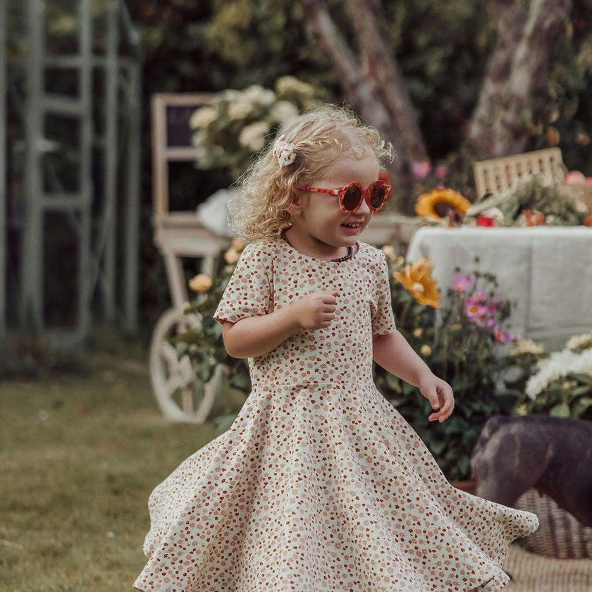 Sweetheart Twirl Dress | Organic Cotton Jersey - Sunset Meadow