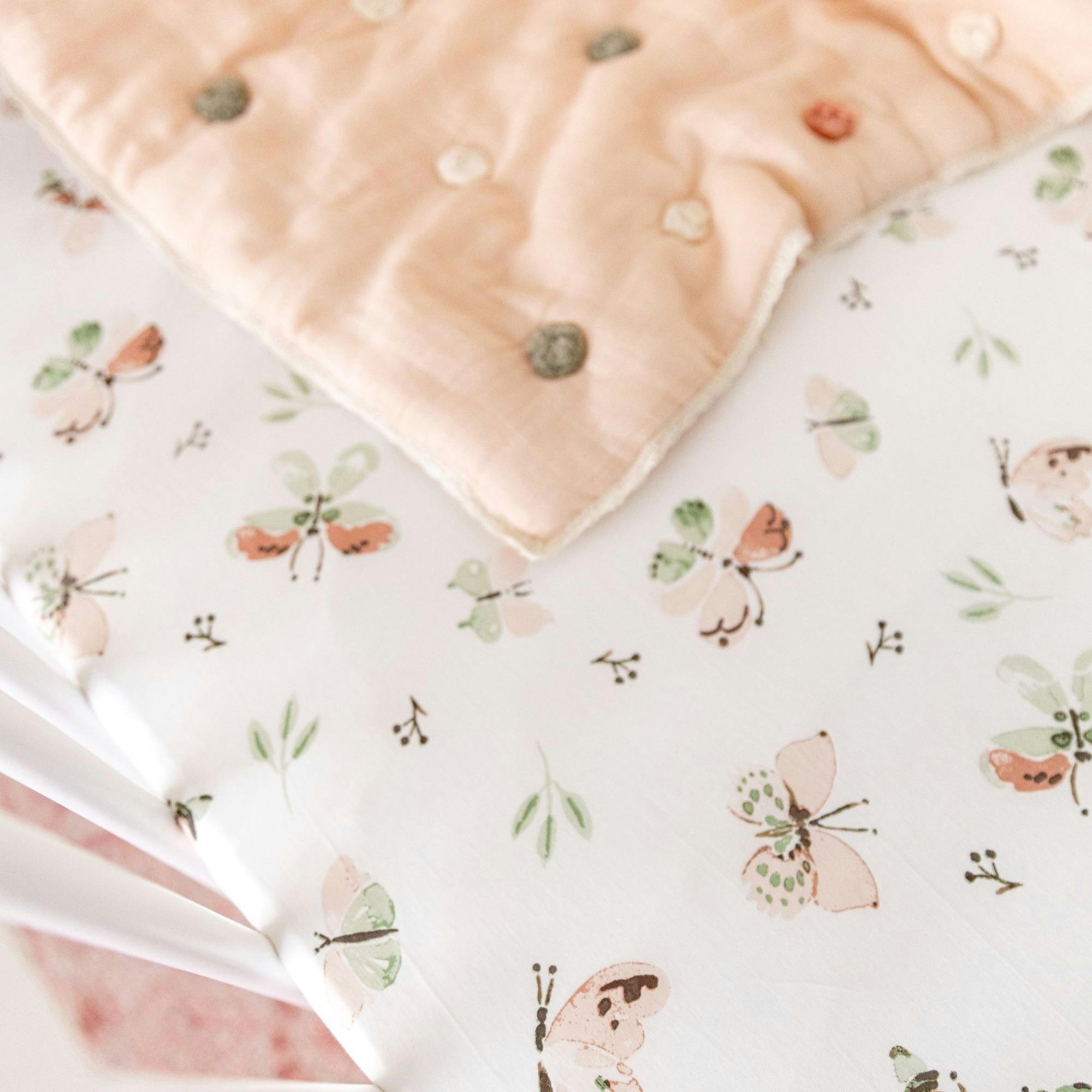 Parker Butterfly Cotton Fitted Crib Sheet