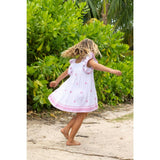 Serena Girl's Tassel Dress White Pink Frangipani, Pink