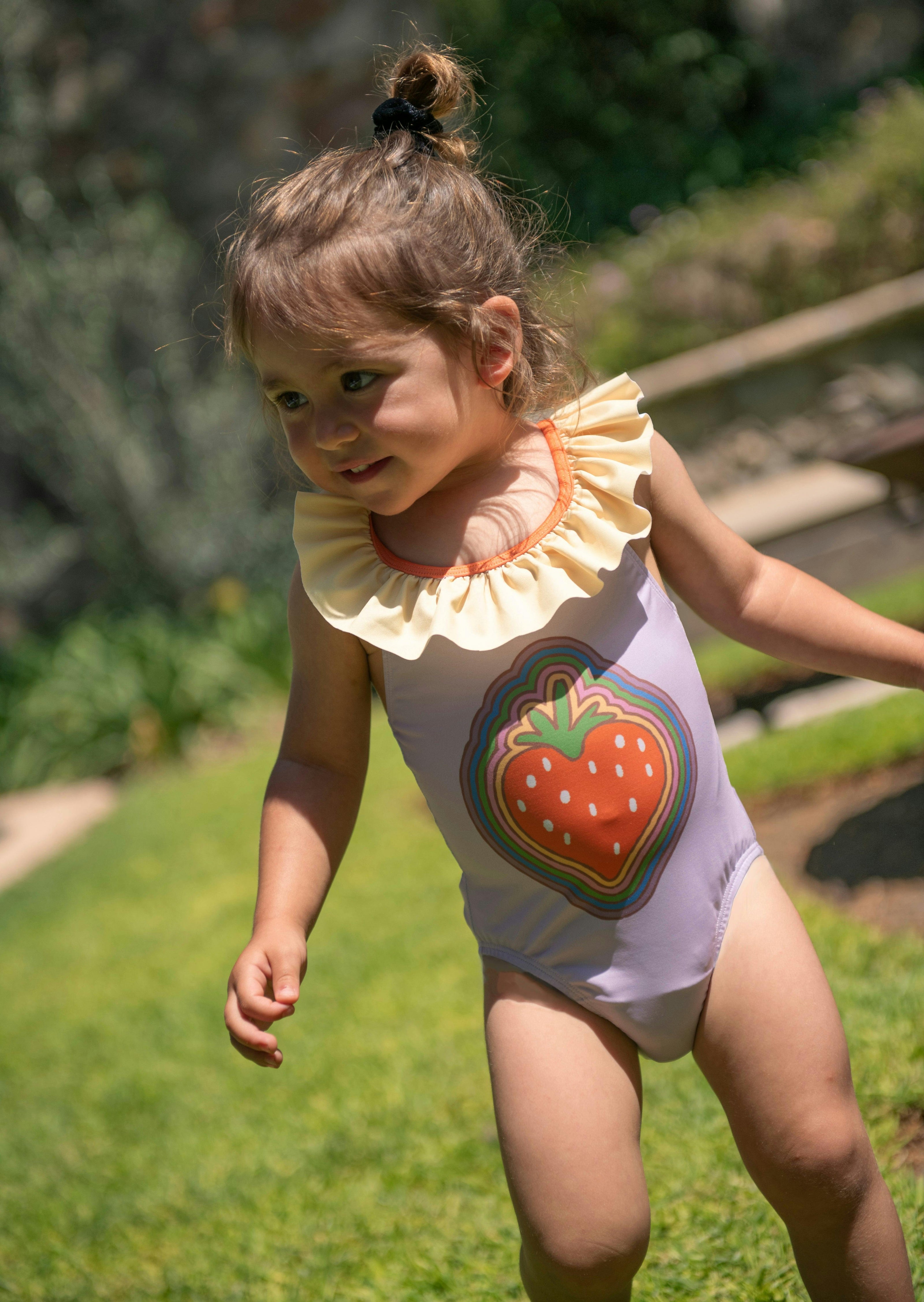 Recycled Strawberry Ruffle One Piece