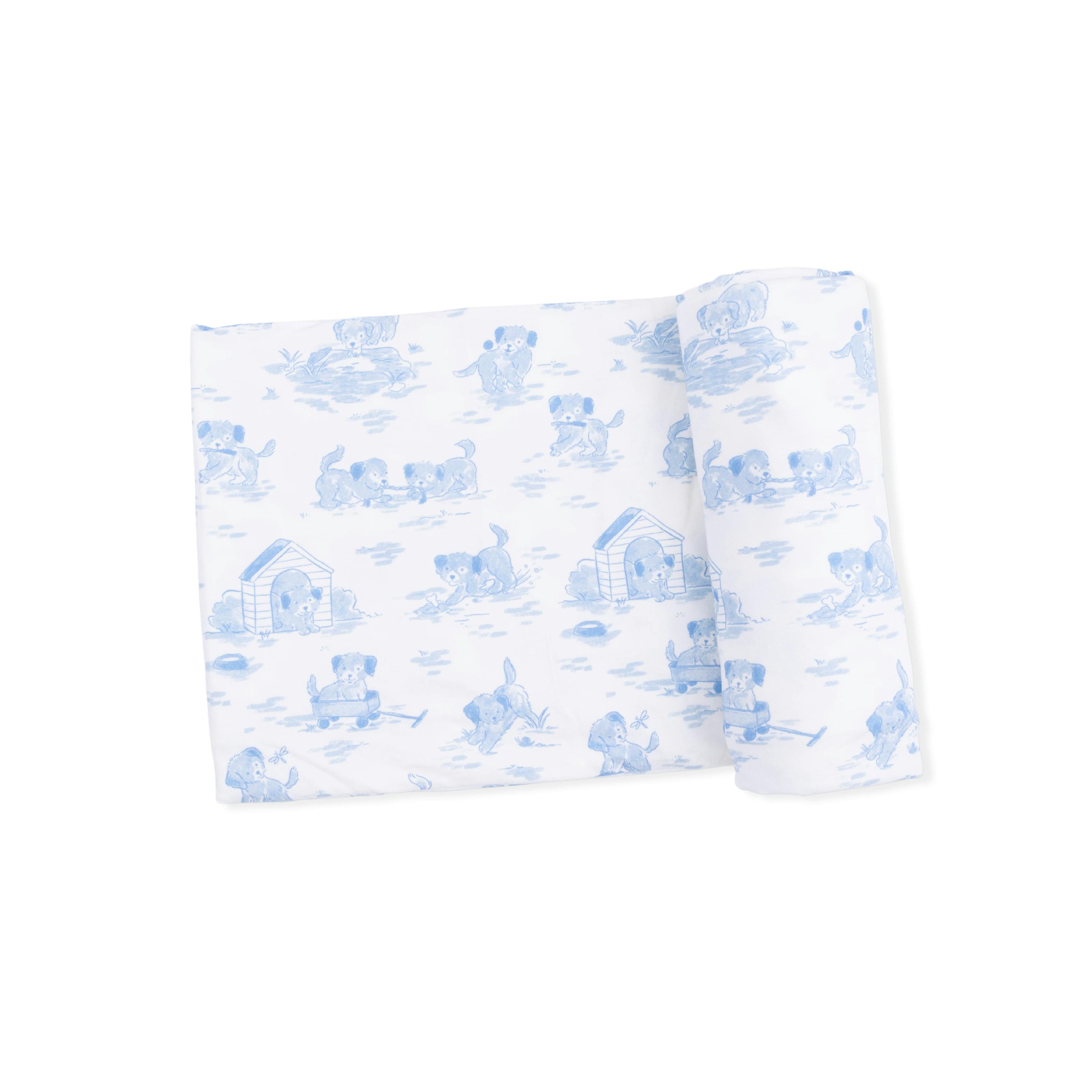 Puppy Toile Blue - Swaddle Blanket