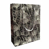 Set of Six Recycled Cotton Gift Bags Tag Black Beach Grass Design