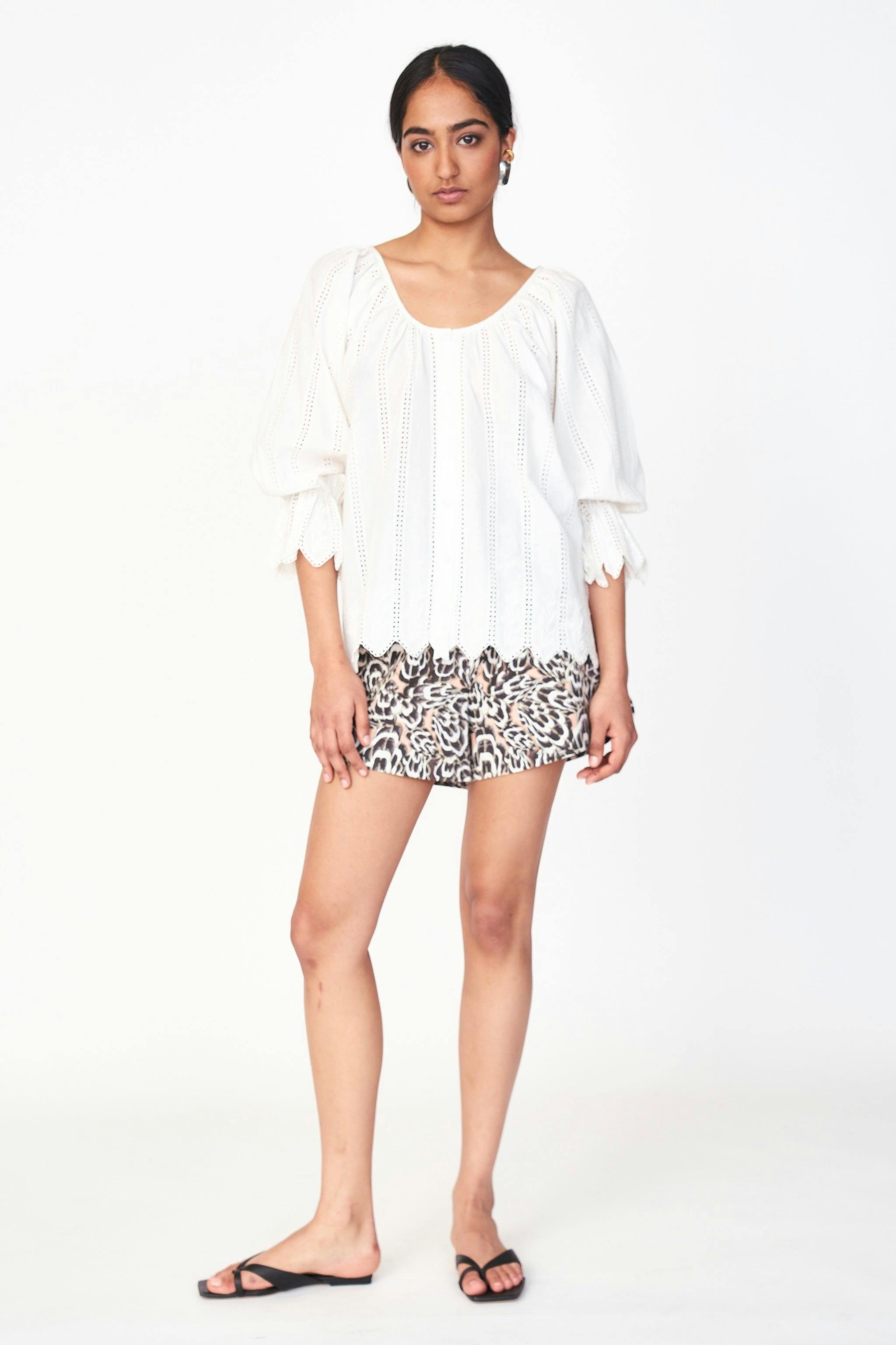 Seville Top in White Vine Eyelet