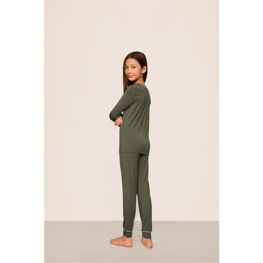 Kids TENCEL™ Modal Unisex Long PJ Set, Green