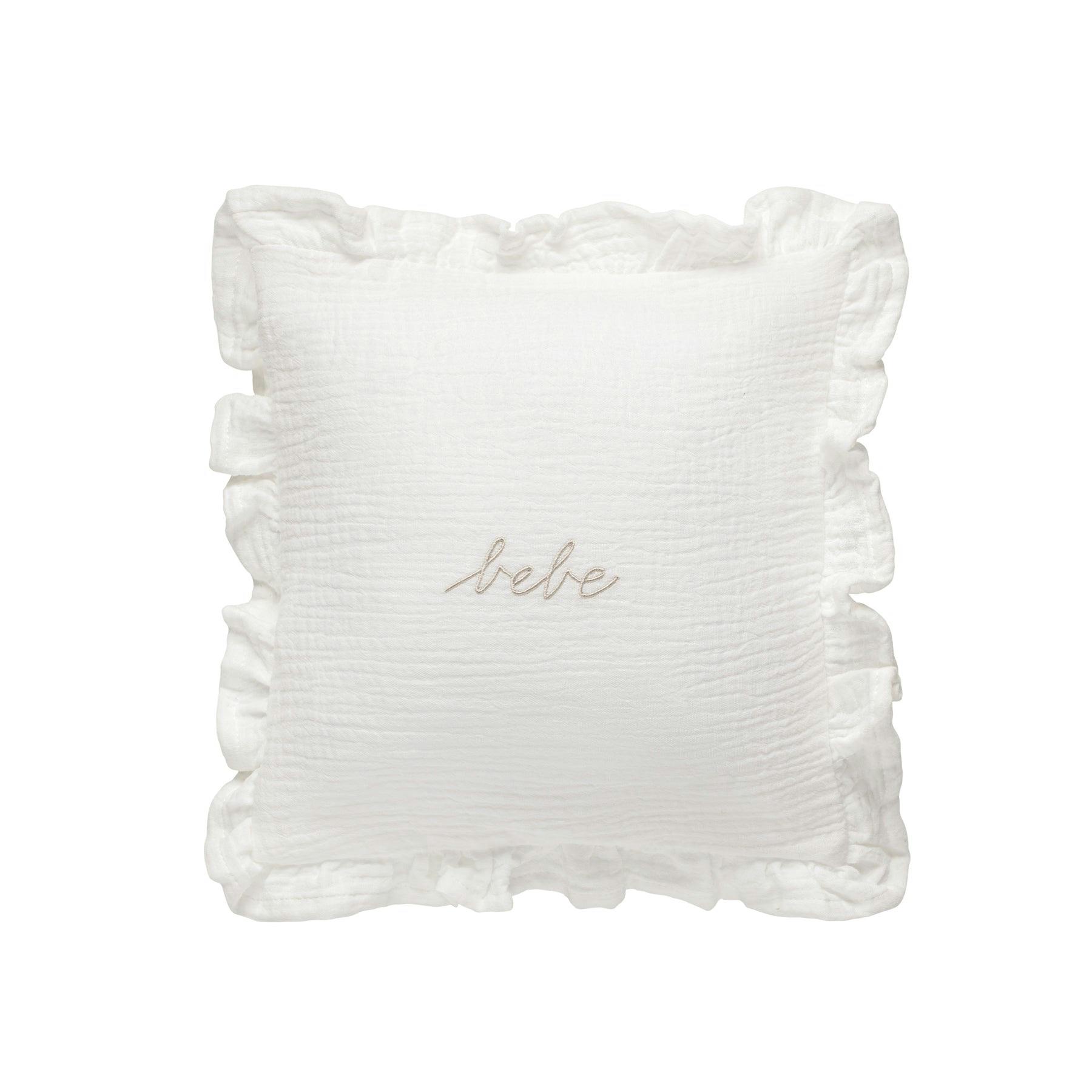 DH White Gauze Bebe Ruffle Accent Pillow