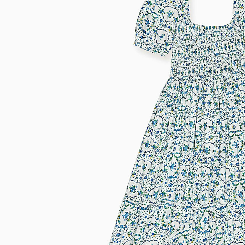 Nicky Hilton x La Coqueta Blue Bow Floral London Women Long Dress