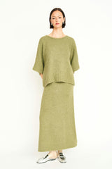 Estes Boucle Knit Skirt in Matcha