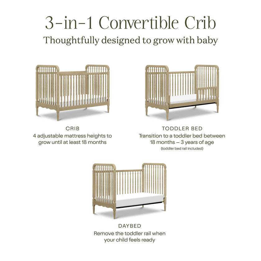 Namesake Liberty 3-in-1 Convertible Spindle Crib with Toddler Bed Conversion Kit