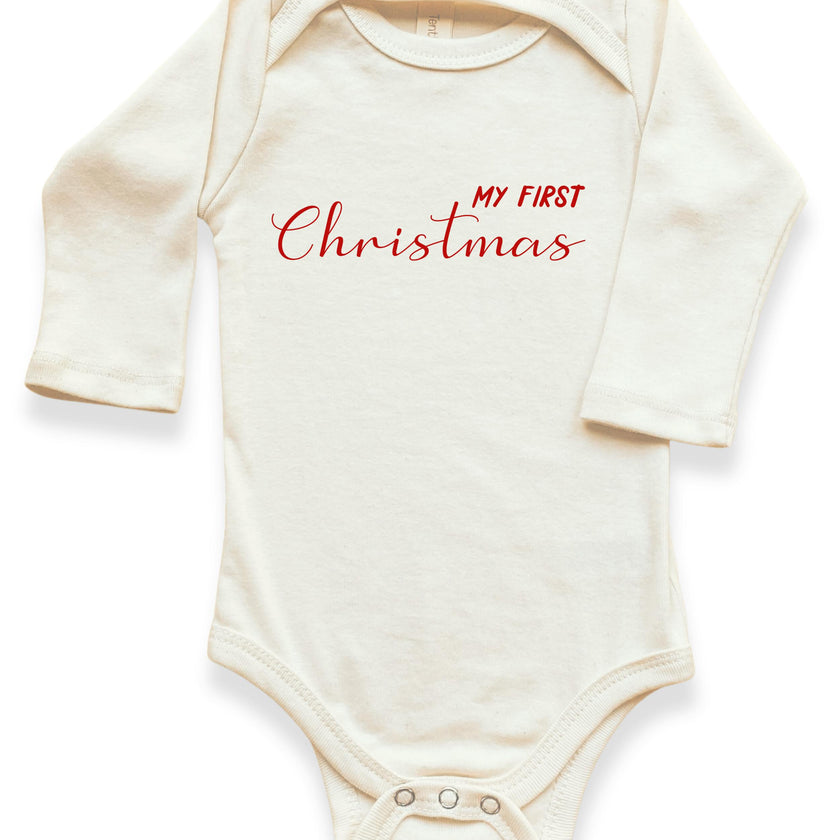 My First Christmas Organic Baby Bodysuit Long Sleeve