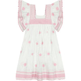 Serena Girl's Tassel Dress White Pink Frangipani, Pink