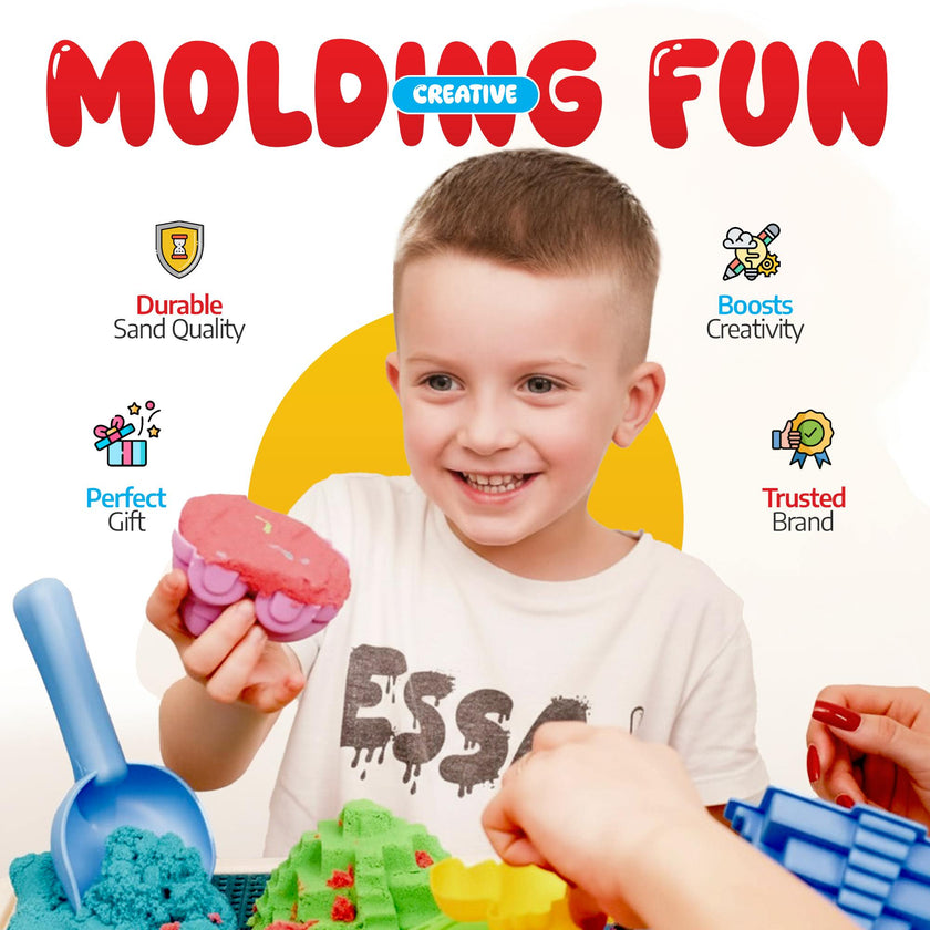 Sleepah Play Sand Sensory Sand Set for Boys & Girls Age 3-8 No Mess Never Dries Out Toy Perfect for Shaping Squeezing Scooping Rolling Molding  36p Set 5 Colors