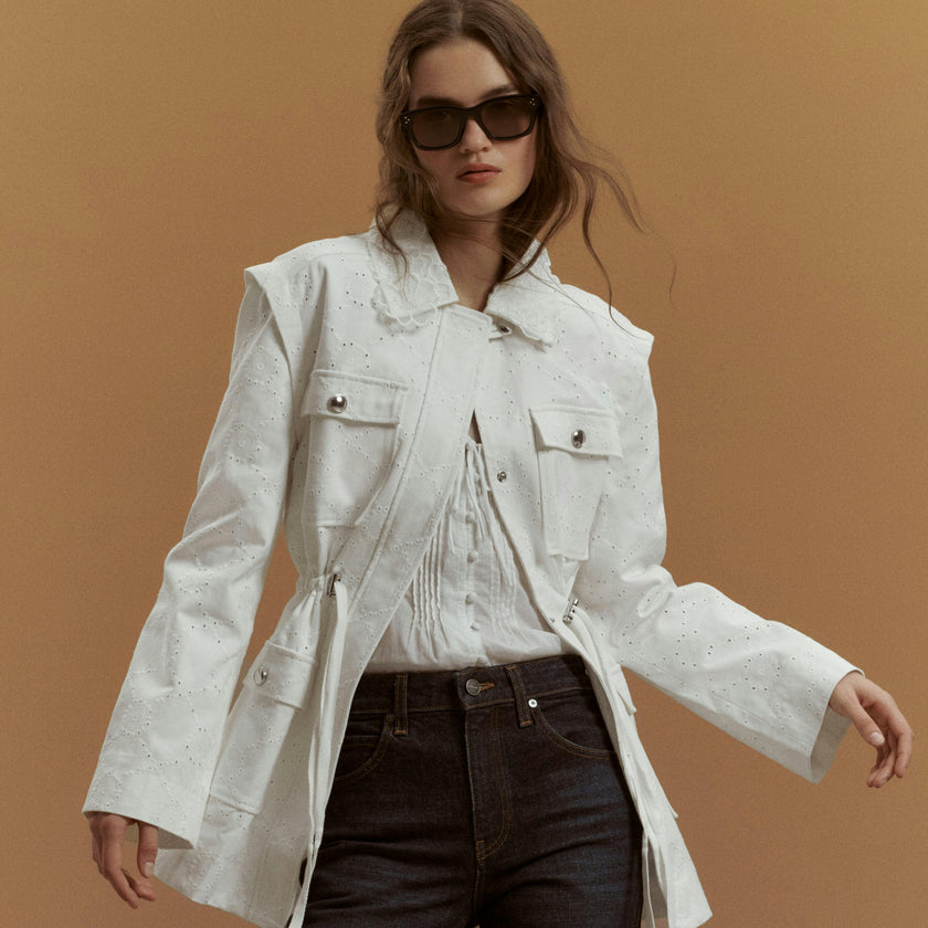 The Gillian Jacket - Ivory Eyelet