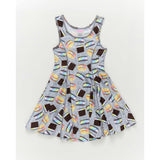 Girls Hi-Shine Skater Dress in Rainbow Ice Cream Saucers